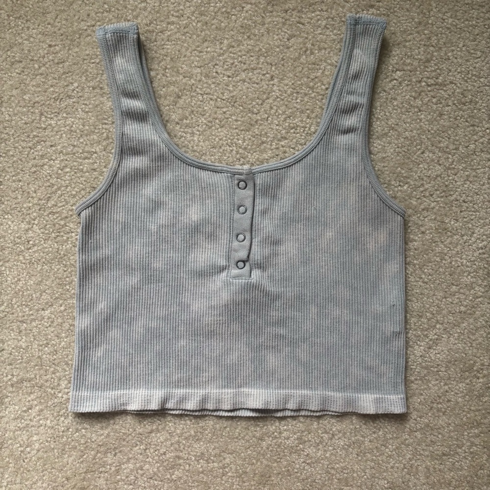 Aeropostale Light Grayish Blue Ribbed Tank Top